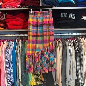 Vintage Tanzerine multicolored smocked waist maxi skirt size M